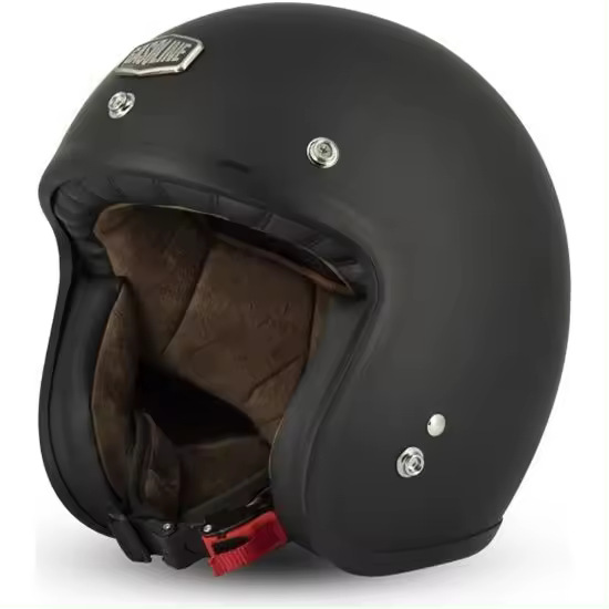 Gasoline Bandit - Casco Jet Cafe Racer Gasoline Negro Mate - Cascos Jet - Carcasa Policarbonato - Relleno Multi-densidad - 1
