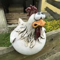 Estatua De Resina Divertida Y Bonita De Pollo Para Decoración De Jardín Y Pared De Corral Escultura De Hembra Y Macho De Pollo Para Decoración Del Hogar Y Jardín - details 2