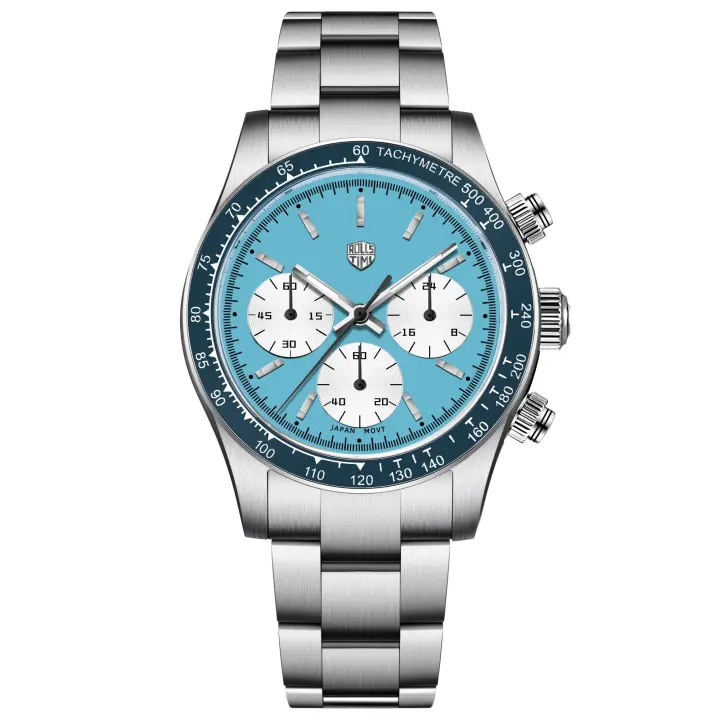 Reloj De Cuarzo Para Hombre RollsTime Panda Con Cronógrafo Bisel Cerámico Espejo De Zafiro Resistente Al Agua Y Luz Nocturna Regalo Elegante VK63 - 1