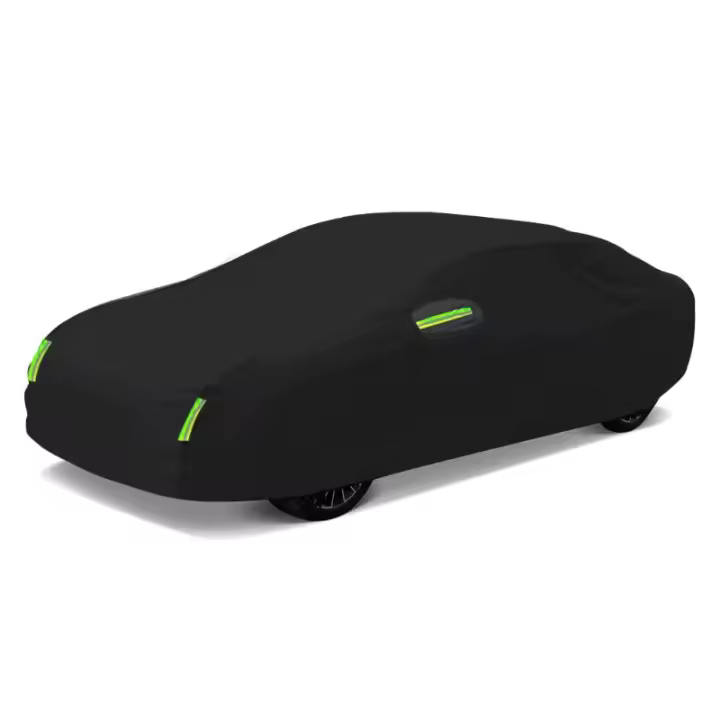 Funda exterior completa para coche, parasol a prueba de polen con tiras reflectantes, universal, para sedán, SUV, negro - 1