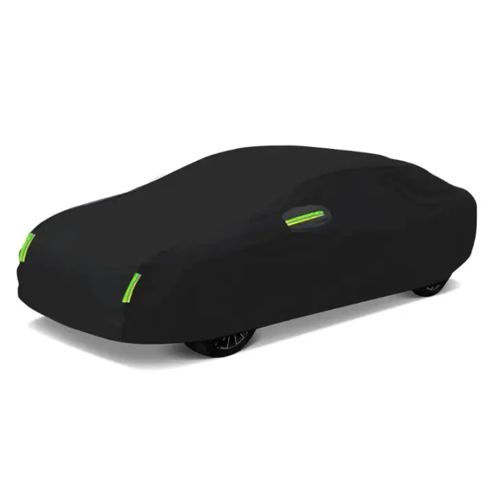 Funda exterior completa para coche, parasol a prueba de polen con tiras reflectantes, universal, para sedán, SUV, negro - 1