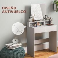 Makeup Vanity with Mirror, Dressing Table with 2 Drawers, 3 Open Compartments, Makeup Table for Small Spaces, Bedroom, 75x38x135 cm, White - details 5