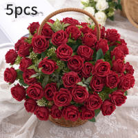 Rosa Artificial De Seda Con Ramo 1PC Flores Artificiales Para Decoración Y Bouquet De Novia 10 Cabezas De Rosas Bellas Y Realistas - details 2