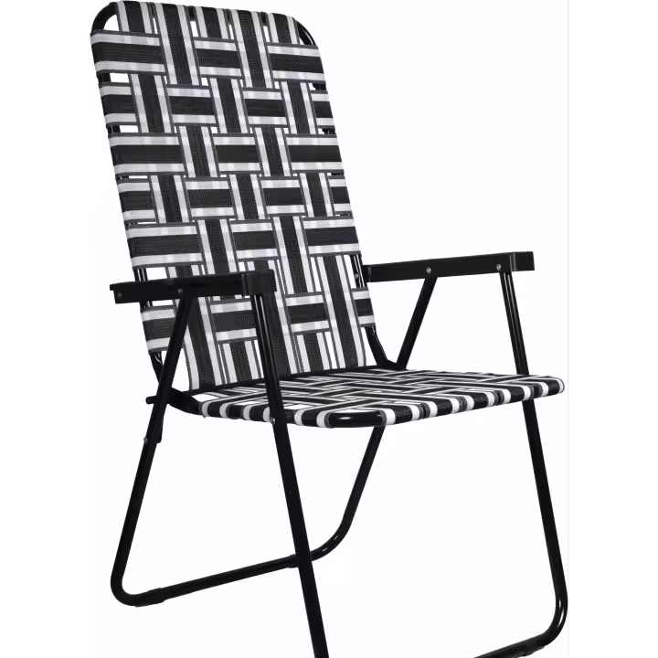 FENGSEN Silla Plegable Duradera para Exteriores, Jardin, Camping, Playa, terraza, Patio. e Hierro y Nylon Fuerte. (Negro) - 1