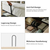 Cama tapizada Twin 180x200 with Luz de Lectura y Carga USB Type-C, somier de almacenamiento with Marco de listones de Madera maciza y metal, Gris, Linen (sin edredón). - details 6