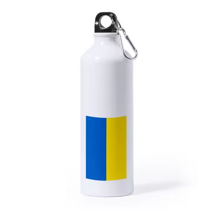 BIDON GRANDE 800 ML ACERO INOXIDABLE bandera de Ucrania unidad patria paz deporte deportivo con mosqueton botella onu europa otan - 1
