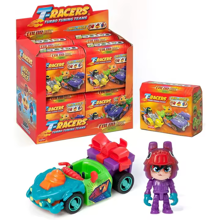 Magic Box T-Racers Serie Color Rush - Colección Completa de Coches de Carreras y Pilotos Sorpresa Coleccionables - 1