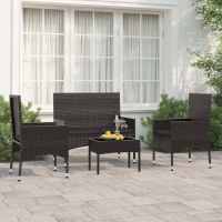 vidaXL Juego de jardín con cojines 4 piezas ratán sintético en color Negro/Negro y crema/Gris y más | acolchados duraderos para sofás de jardín terraza exterior - details 0