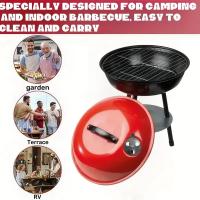 Parrilla Portátil de Carbón Redonda 36 cm – Barbacoa Compacta con Tapa, Color Rojo y Negro, Altura 52 cm - details 2