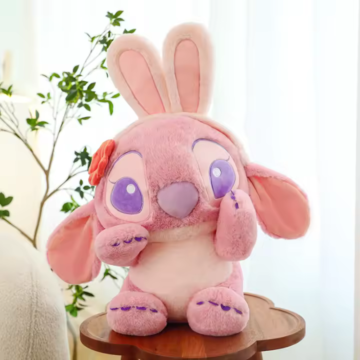 Muñeco De Peluche Disney Stitch 40cm Conejo De Dibujos Animados Para Niñas Muñeco De Angel Con Orejas De Rabbit Regalo De Decoración - 1