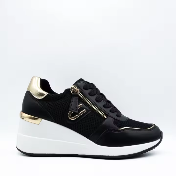 Zapatillas deportivas beige con cuña interna, deportivas con cuña - 1