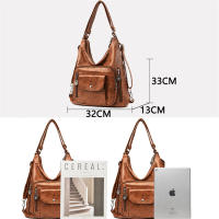 Mochila De Viaje Para Mujer En Cuero PU Lavado Bolsa De Hombro Escolar Bandolera 2024 Capacidad De 20-35 Litros Estilo Casual - details 7