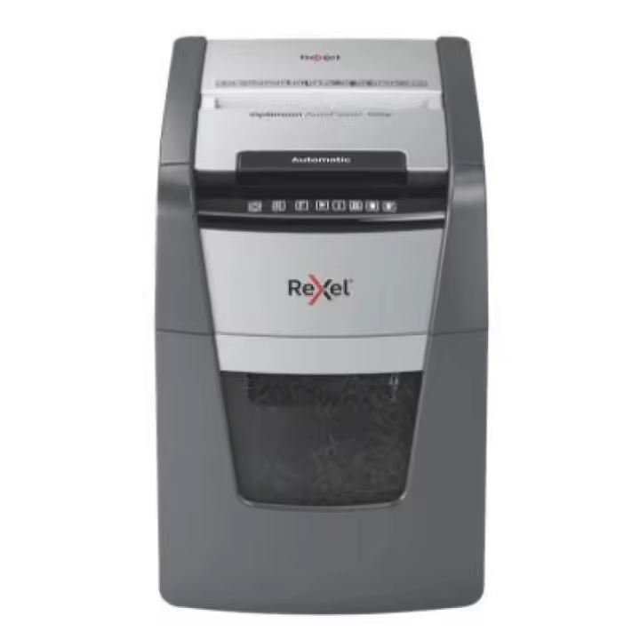 Destructora automática Rexel AutoFeed+ 100X, P-4, corta confeti (4x28mm), 100 hojas, contenedor de 34 litros - 1