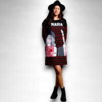 Vestido Hipster Anabel Lee Mujer | Rayas Marineras Algodón Corazones | Maxi Print "Creen en la Magia" - details 6