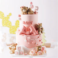 Toppers De Pastel Para Fiesta De Bebé Con Tema Oso Rosa Y Azul Para Niño Y Niña Decoración De Letras Y Lazo Para Fiesta De Cumpleaños Y Baño De Mariposa - details 0