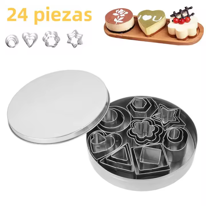Molde De Galletas DIY Geométrico 24pcs Cortador De Galletas Para Cocina Doméstica Herramienta De Hornear Desayuno Snack Pastel Irregular Forma Molde - 1