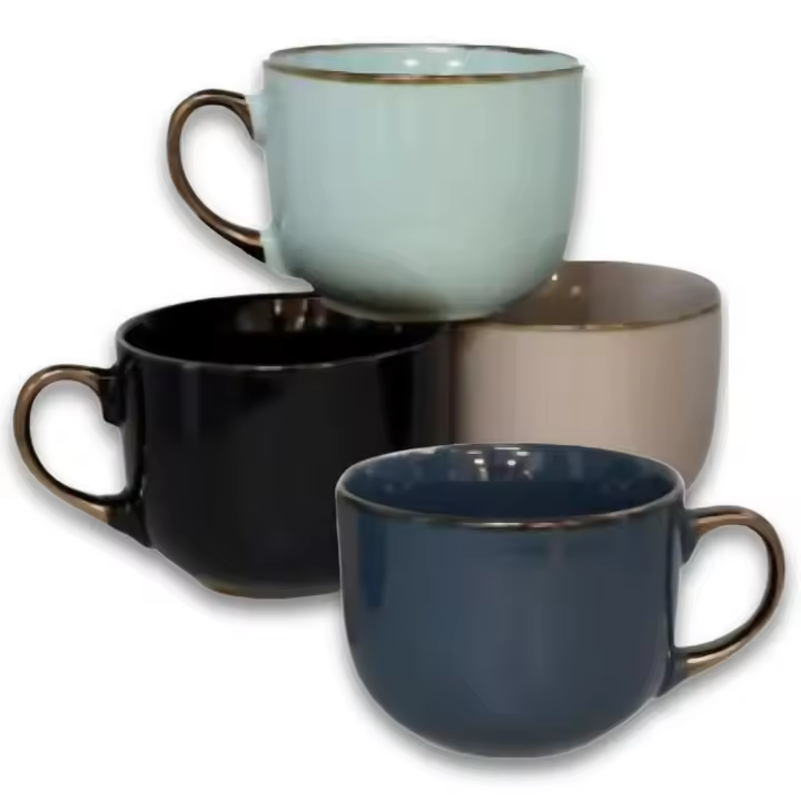 Set de 4 Tazones de Cerámica de 500 ml con Diseño Elegante y Tacto Suave - Ideal para Café, Té y Bebidas Calientes | Juego de Tazas Resistente y Aptas para Microondas y Lavavajillas - No Pierden Color - 1