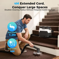 Aspiradora Limpiador de agua para tapicería Teendow C6 Aspiradora Aspiradoras de líquidos y sólidos sin cable para mascotas Alfombras, potente succión de 12 KPa, bajo ruido (≤80 dB), capacidad del tanque de agua de 1250 ml - details 3