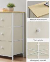 Cómoda de estilo industrial con 6 cajones de tela, armario de almacenamiento con marco de acero y tapa de madera, ideal para dormitorio y pasillo, disponible en varios colores, 30x80x71 cm - details 4