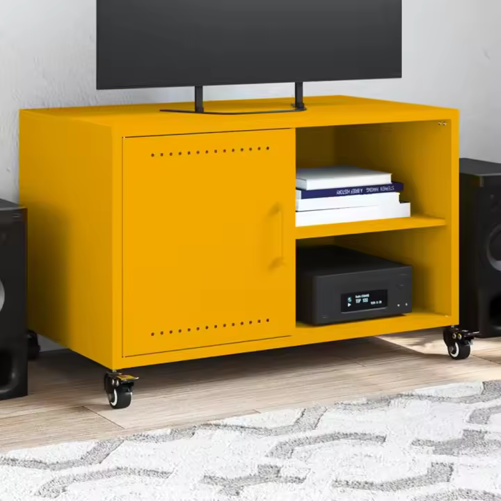 vidaXL Mueble de TV acero amarillo mostaza 68x39x43,5 cm - 1