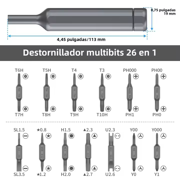 Juego De Destornilladores Precisi\u00f3n 27/39 En 1 Con Punta Manual Y Magn\u00e9tica Torx Phillips Herramienta De Reparaci\u00f3n Mini Multifuncional De Acero Cr\u00e1m Magento - 1