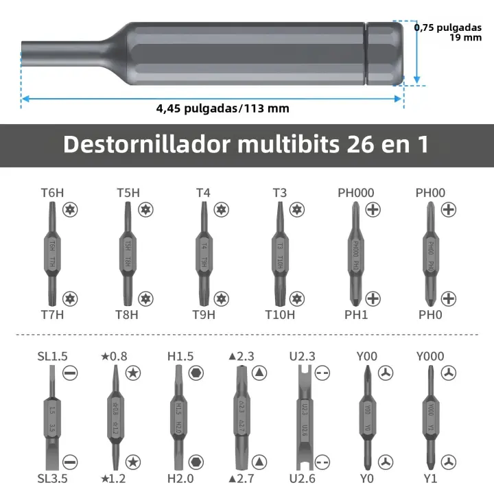 Juego De Destornilladores Precisi\u00f3n 27/39 En 1 Con Punta Manual Y Magn\u00e9tica Torx Phillips Herramienta De Reparaci\u00f3n Mini Multifuncional De Acero Cr\u00e1m Magento - 1