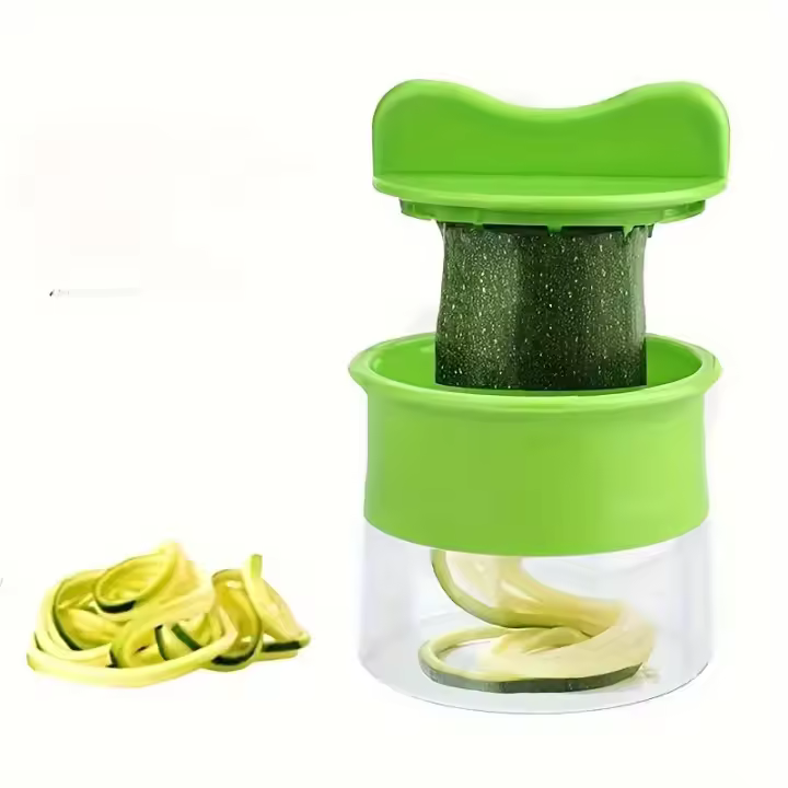 1pc Espiralizador Manual de Verduras con Mango Verde - Cortador de Espiral Multifuncional para Calabacín y Patatas, Rallador de Frutas - Gadget de Cocina Duradero de ABS para Cocina Saludable, Cortador de Verduras en Espiral - 1