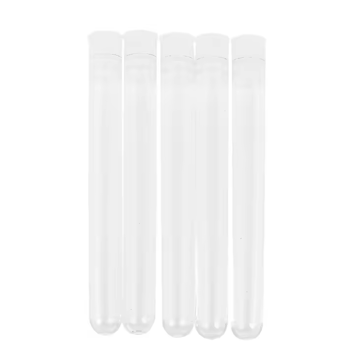 Tubo de ensayo de plástico transparente con tapa, 12 x 100 mm, fondo en U, largo, transparente, suministros de laboratorio, 100 unidades - 1