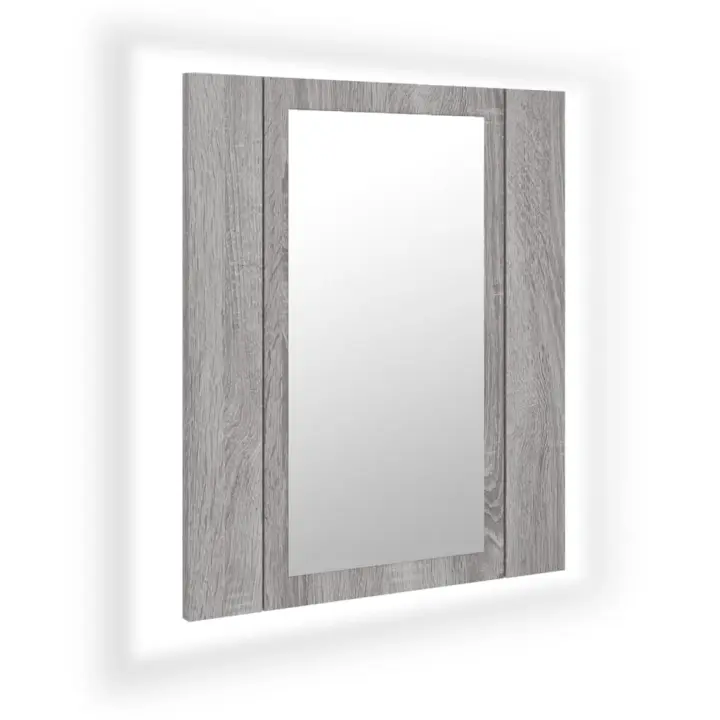 ¿Armario de BA? O WITH Espejo LED Madera gris Sonoma 40x12x45 cm - 1