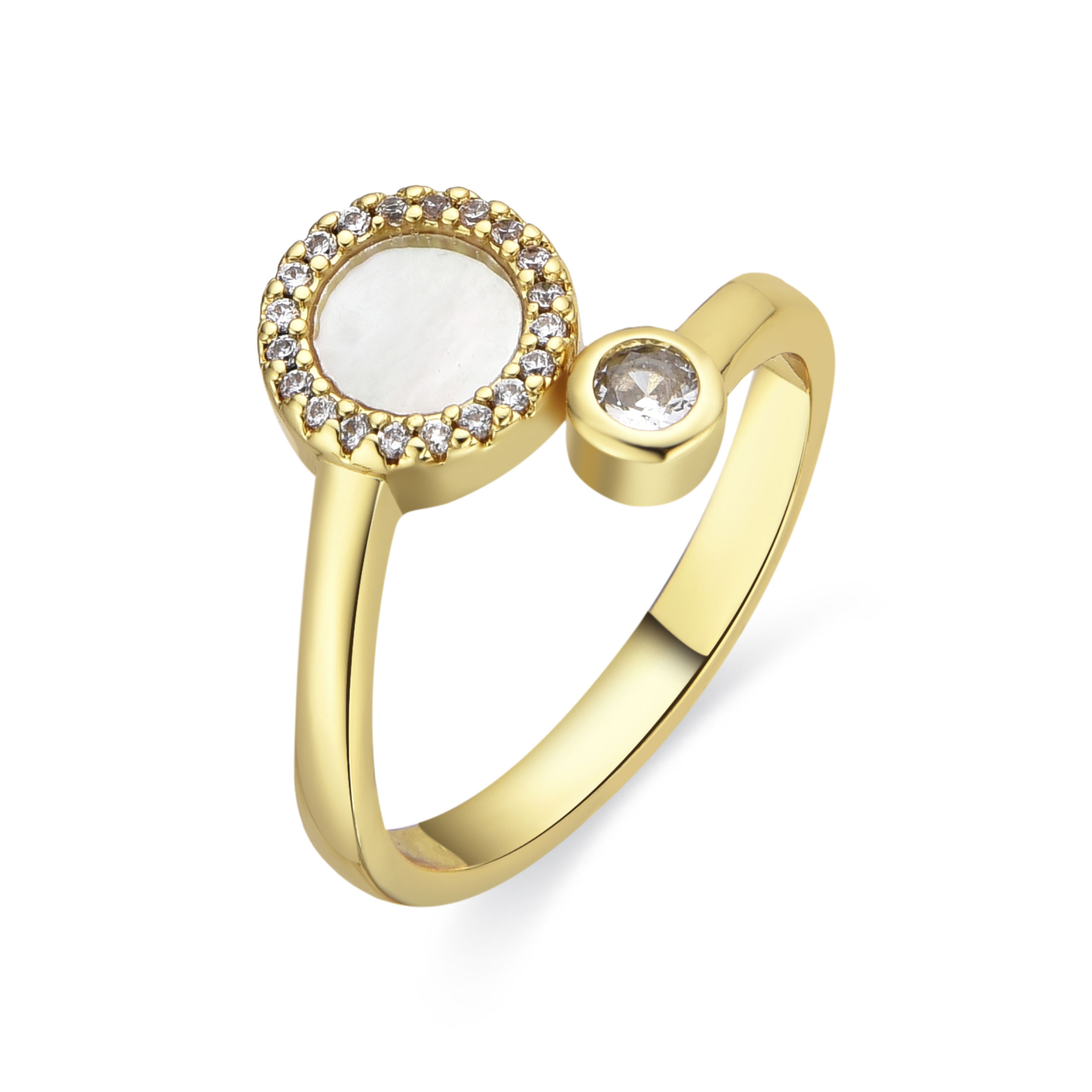 Anillo Luxenter con Circonita Blanca acabado oro 18k - Yaran