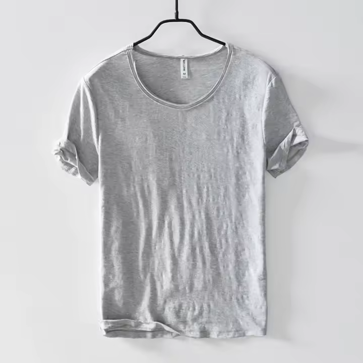 Camiseta Retro Para Hombre 100% Algodón Ligera Y Transpirable Cuello Redondo Monochromático Estilo Casual Tees Básicos - 1