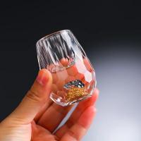 Vaso De Vidrio De Lujo Para Vodka Sake Shochu Liqueur Doble Fondo Con Papel De Oro Para Té Regalo Elegante Para Bares Y Fiestas - details 5