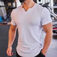 Camiseta De Hombre Para Running Y Fitness Con Cuello En V Estilo Slim Fit Moda Casual Tees De Polyester Transpirable Para Verano - details 1