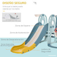 HOMCOM Tobogán Infantil con Columpio y Canasta Baloncesto 3 en 1 para Niños de +18 Meses con Asiento Ajustable Centro de Actividades para Interior y Exterior 150x190x100 cm Multicolor - details 1