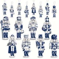 16 Piezas De Ornamentos De Navidad Con Patrón De Porcelana Azul Y Blanca Gato Teapot Nutcracker Figura De Papel Chinoiserie - details 0