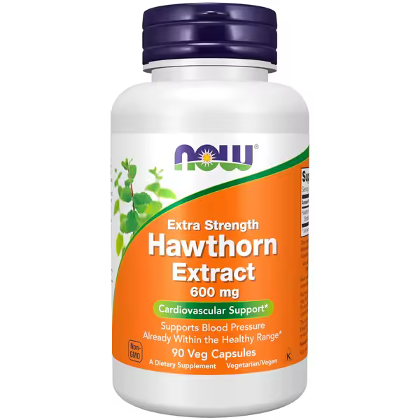 Suplementos AHORA, extracto de espino 600 mg, fuerza adicional, apoyo cardiovascular, 90 cápsulas vegetales - 1