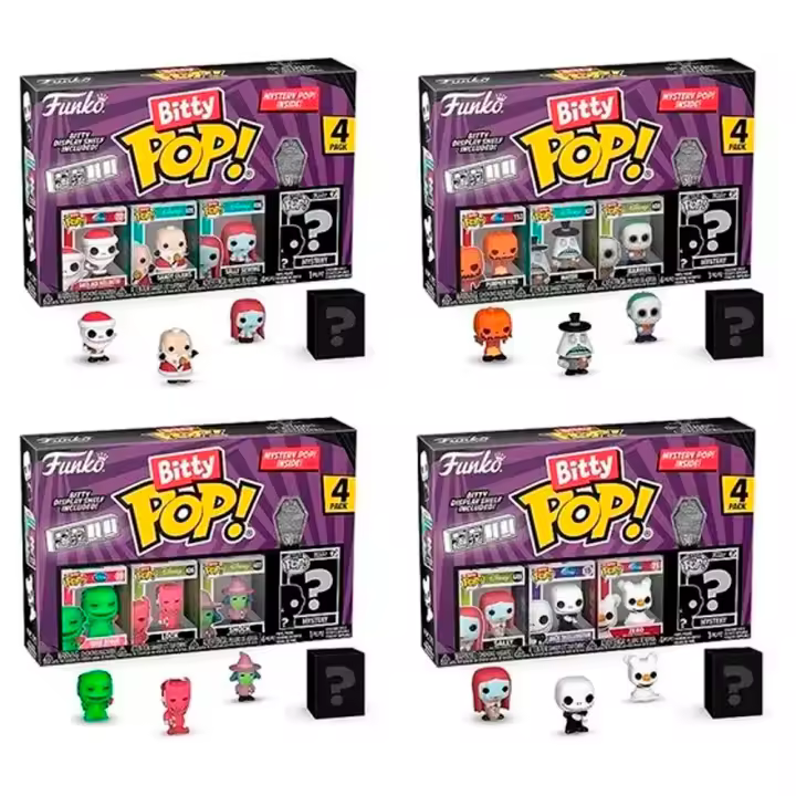 Funko Pack 16 Bitty Pop Bittys Funko Pop  (4 pack de 4 ) Pesadilla Antes de Navidad Jack Skellington SAlly Zero Ooogie boogie Lock Schock Barrel Mayor Funko Pop Nightmare Before Christmas Nightmare Before Christmas - 1