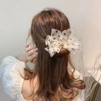 Accesorio De Pelo Elegante Con Polka Dot Y Lazo Trenzado Para Mujeres Retro Flor DIY Herramienta De Peinado Barretta De Cashmere Para Niños - details 2