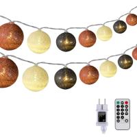 Guirnaldas de Luces de Bolas de Algodón, 5M 20 LED Regulables Guirnaldas de Luces de Bolas de Algodón, Guirnaldas de Luces LED de Interior con Control Remoto y Temporizador para Habitación Infantil,  Verano,Fiesta de Bodas - details 1