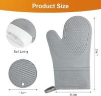 1 Par Gris Guantes para Horno, Silicona Resistente al Calor 446 °F Manoplas Horno Antideslizantes, Guantes Horno Cocina, Hornear Cocinar Barbacoa Microondas, 2 Manteles Aislados Oven Gloves - details 10