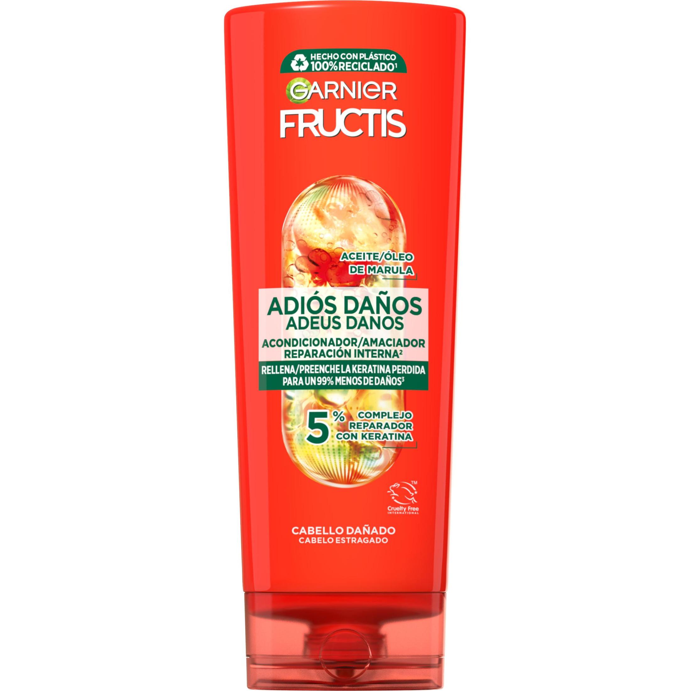 Garnier | Fructis Adios Daños Champú, acondicionador, crema sin aclarado, tratamiento intensivo y mascarilla con Aceite de Marula para cabello dañado