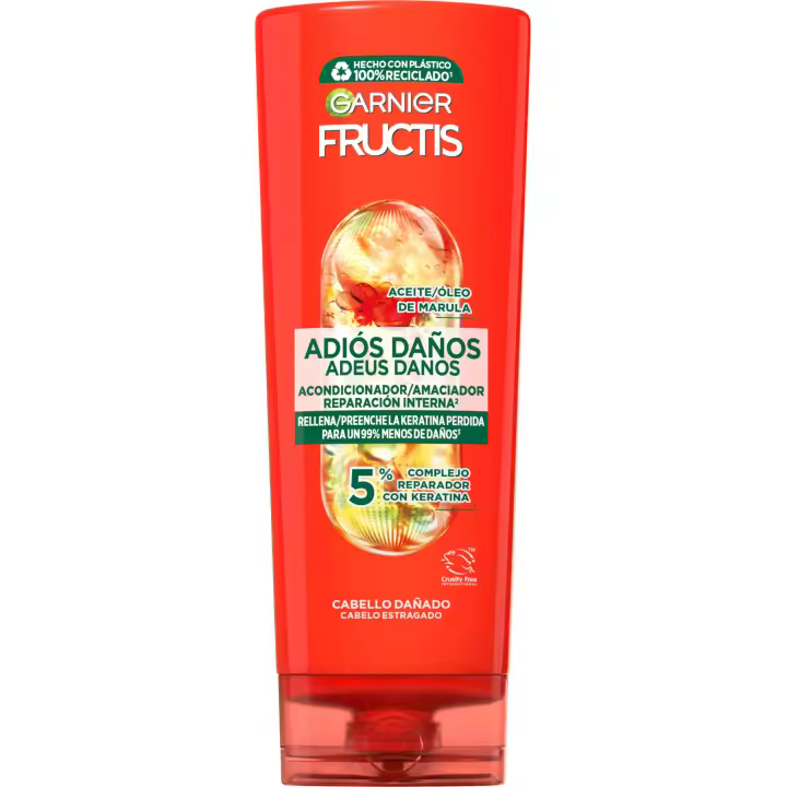 Garnier | Fructis Adios Daños Champú, acondicionador, crema sin aclarado, tratamiento intensivo y mascarilla con Aceite de Marula para cabello dañado - 1