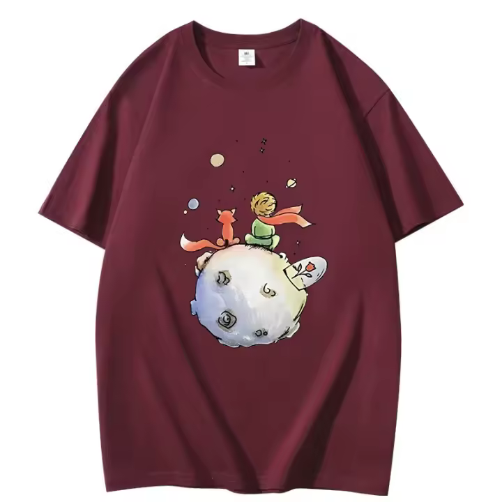 Camiseta De Verano Para Hombre Algodón Con Estampado De Príncipe Cartoon Camiseta Gráfica O-Neck Manga Corta Para Mujer Top Casual - 1