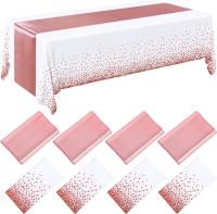 Mantel Desechable De Plástico Rosa Oro Para 6 Asientos 108 Pulgadas Satinado Para Bodas Y Fiestas De Cumpleaños Tela De Mesa Impermeable Y Resistente Al Aceite - details 13