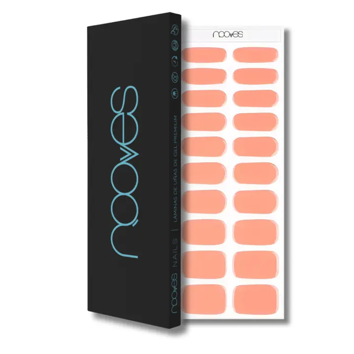 NOOVES - Láminas de Gel para Uñas|Powder Blush - Nude 20 uds, Uñas de Gel Semicuradas Premium, Gel Nail Stickers,Pegatinas Uñas de Gel, Incluye 1 Lima de Uñas y 1 Palito de Naranjo, Vegano - 1