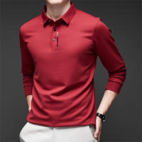 Camisa Polo Para Hombre Casual Larga Con Insignia Color Sólido Moda Transpirable Cómoda Versátil Top Four Seasons Polyester - details 7