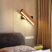 Lámpara De Pared Moderna Nórdica Para Dormitorio Base De Hierro Cuerpo De Madera Rotativa Luz Nocturna De Hotel Lámpara De Lectura LED Decorativa Para El Hogar - details 1