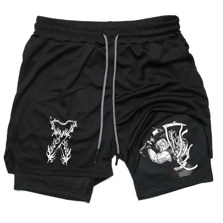 Shorts De Desempeño Para Hombre Con Estampado De Anime Demon Slayer Shorts De Verano Para Gimnasio Ejercicio Correr Y Salir - 1