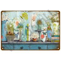 Cartel De Metal Retro Con Flores Vintage Para Decoración De Jardín Arte Murallero De Hogar Placa De Latón Regalo Para Decoración De Pared Y Cuarto - details 15