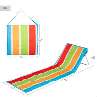 Aktive - Esterilla playa acolchada con respaldo, 155x52x40 cm, multicolor a rayas, soporta un peso máximo de 110 kg, estructura acero, tejido Oxford 600D, asa hombro de transporte, esterilla de playa plegable, esterillas con respaldo - details 3